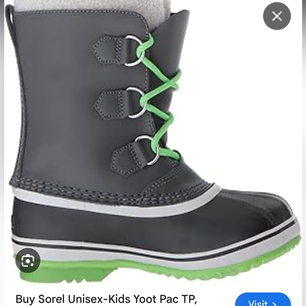 Sorel Kids Yoot Pac TP Boots - Black with Green Laces - Picture 2 of 4